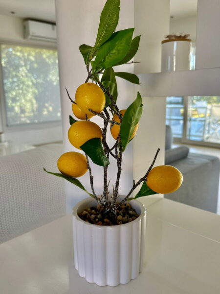 PLANTA ARTIFICIAL C/LIMONES Y MACETA CERAMICA