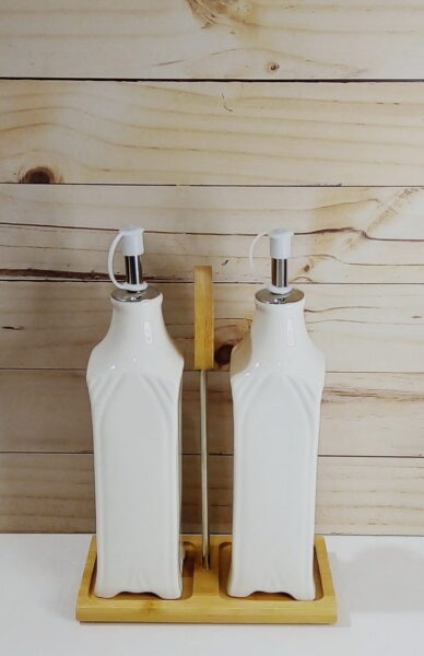 ACEITERA-VINAGRERA DE CERAMICA C/ BASE DE BAMBU - Imagen 2