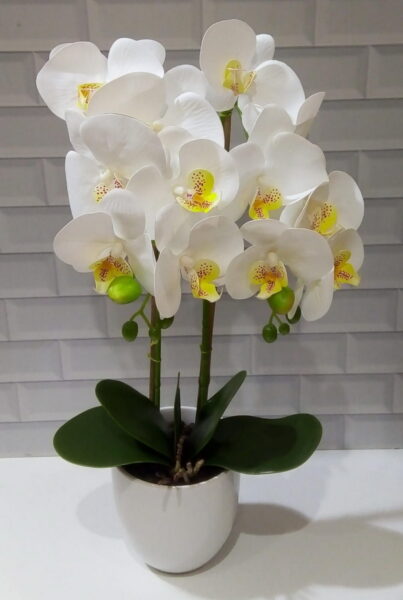 FLOR ORQUIDEA  ARTIF.C/MACETA CERAMICA 75Cm.