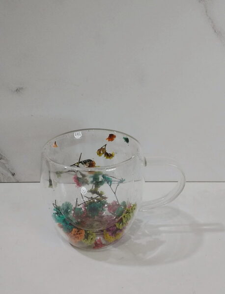 TAZA VIDRIO DOBLE C/FLOR
