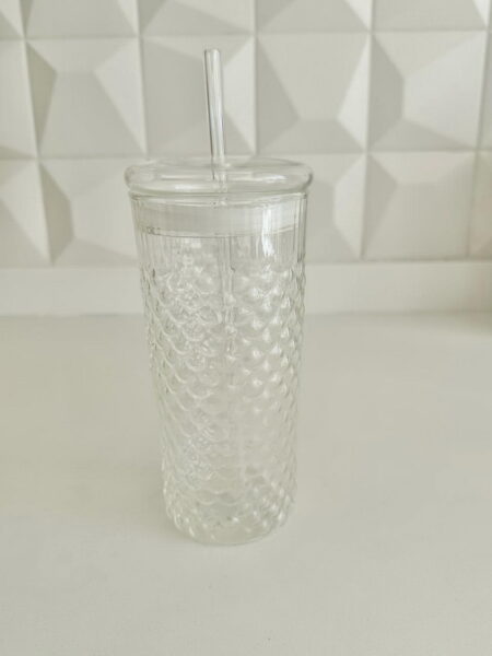 VASO VIDRIO C/SORBETE TORNASOLADO 650ML
