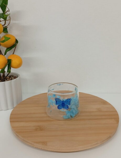 TAZA VIDRIO DOBLE BLUE 300ML.