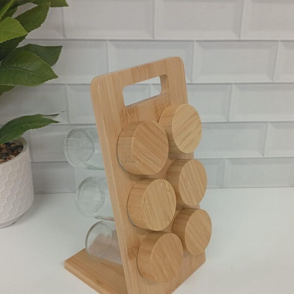 SET ESPECIERO X 6 VIDRIO BASE BAMBU